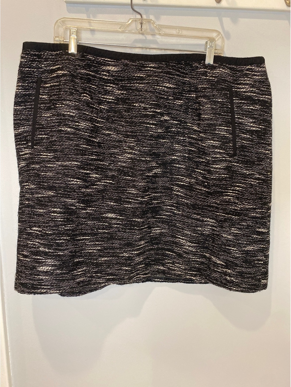 Talbots mod tweed black and white mini skirt 20W petite whimsy twee retro preppy